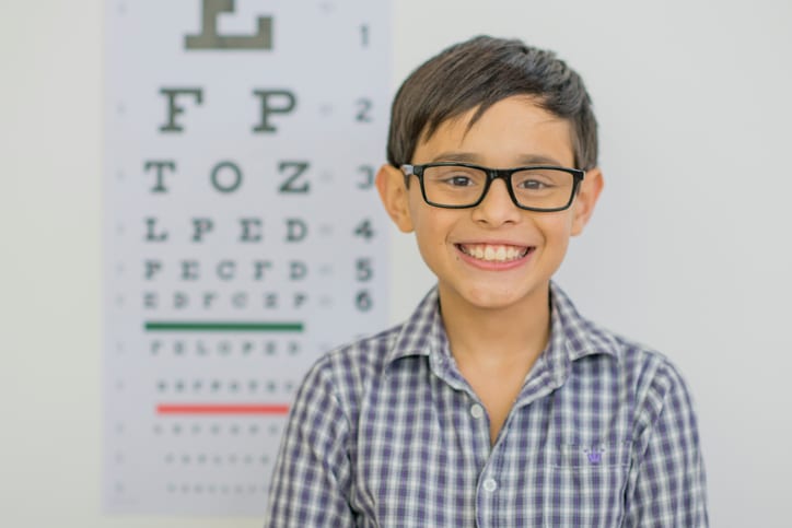 Comprehensive eye care little boy wearing glasses